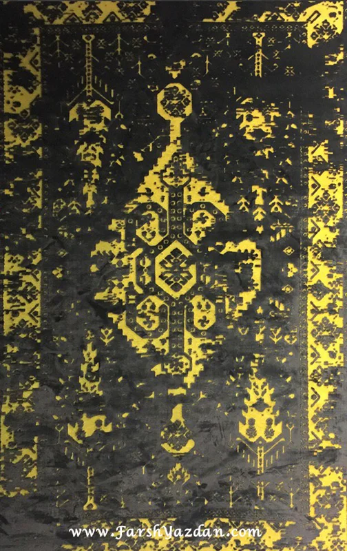 فرش ماشینی طرح پتینه کد2018 زمینه طوسی زرد