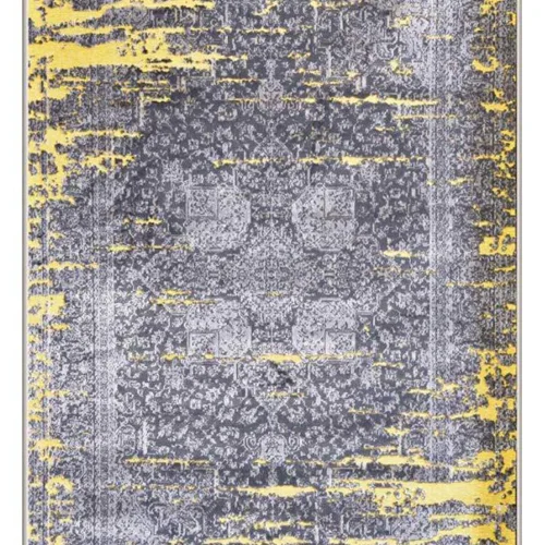 فرش ماشینی طرح پتینه کد2013 زمینه طوسی و زرد
