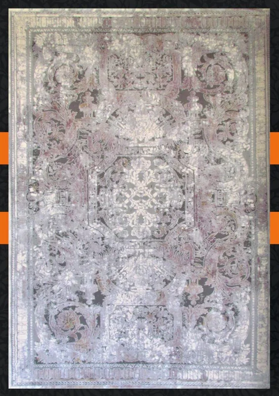 فرش ماشینی طرح colorful کد 1428 زمینه طوسی و بنفش ملايم