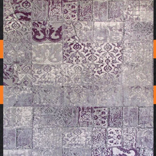 فرش ماشینی طرح colorful کد 1416 زمینه طوسی و بنفش ملايم